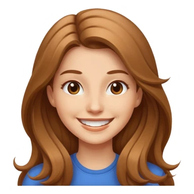 smiling energetic woman with long light brown hair and fair skin sticker