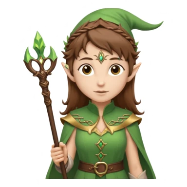 elf with staff brown hair, no hat sticker