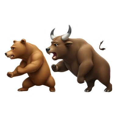 Bear and a bull fighting sticker