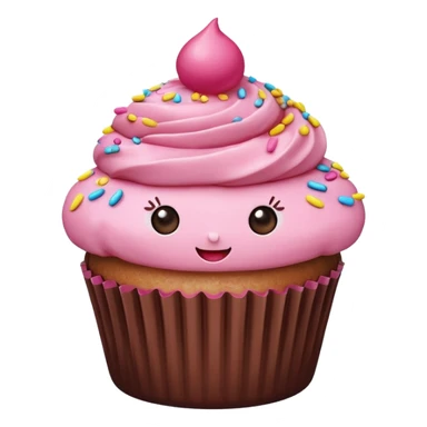cupcake with pink icing, cute face sticker