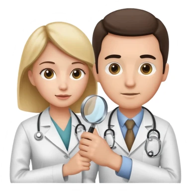 medico olhando a pele do braço de um paciente com uma lupa sticker