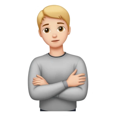 crossing arms holding neck ￼ sticker