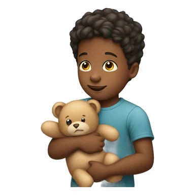 small child boy holding a Teddy bear  sticker
