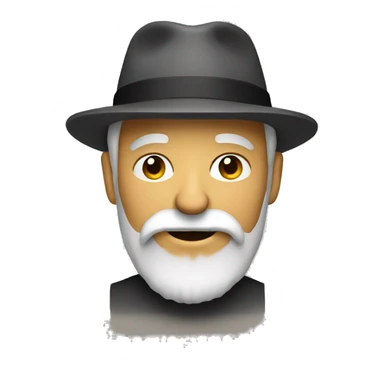 man with beard and hat eating  sticker