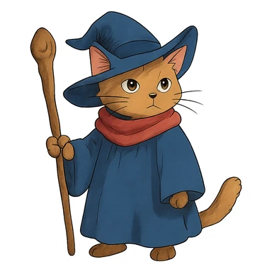 ghibli style wizard cat sticker