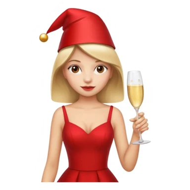 A girl in a red dress celebrating at a party sticker