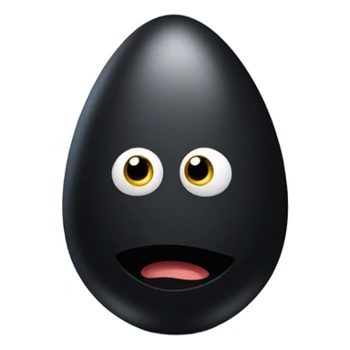 Black egg with a silly face sticker
