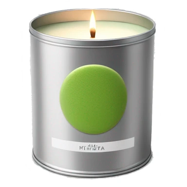 pretty matcha scented candle in silver tin with label realistic sticker
