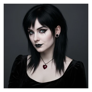 goth profile picture with a heart accent, cute, expressive, minimal, variation 2 sticker
