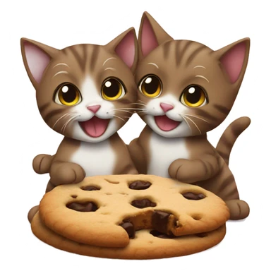 Two kittens brown, eating cookie  sticker