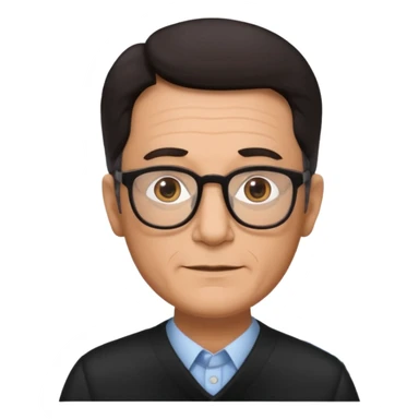 Make an emoji of a 56 year old male with glasses and dark hair with Jewish features and have him in front of an ai  sticker