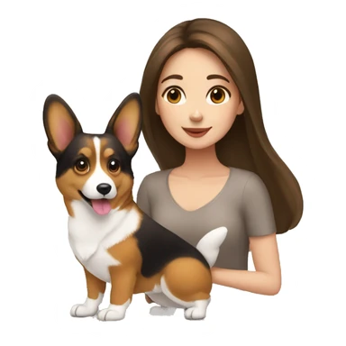 Brunette girl and corgi sending love sticker