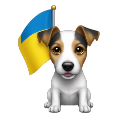 Jack Russell terrier dog with the flag of Ukraine  sticker