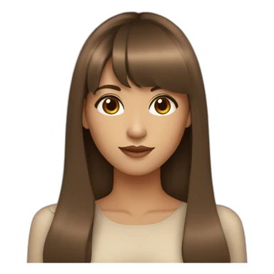 beautiful woman with long brown hair with bangs, brown eyes tan skin sticker