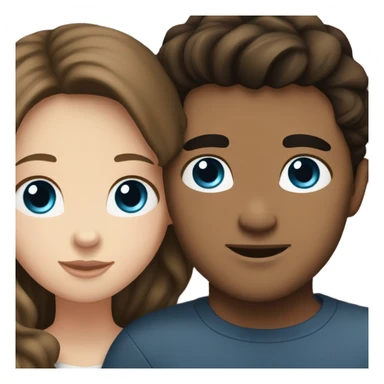 brown haired, white girl with brown eyes hugging boyfriend who has black hair, blue eyes, and is white sticker