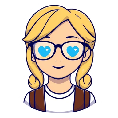 Blonde girl with glasses, blue eyes and hearts sticker
 sticker