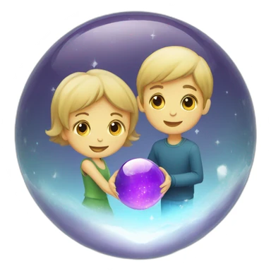 Crystal ball with boy and girl inside it sticker