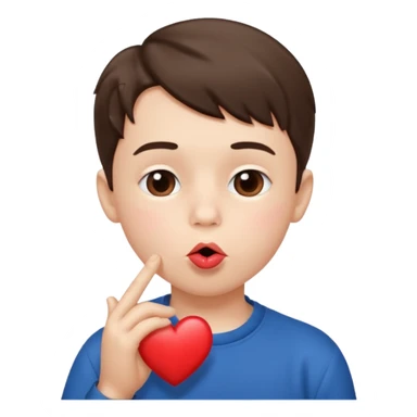 Emoji, boy's face blowing a kiss, puckered lips, small heart sticker