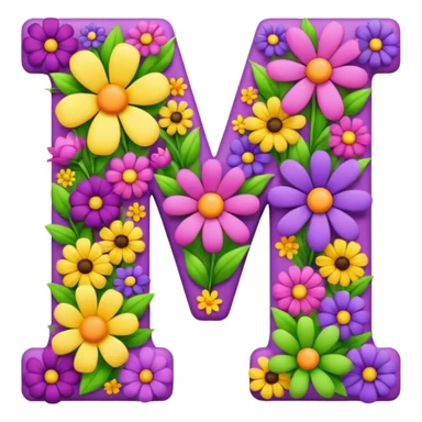 letter m made of flowers sticker