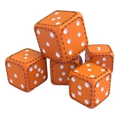 single dice, 3D, luxury, brown camel leather with orange stitching, no text sticker