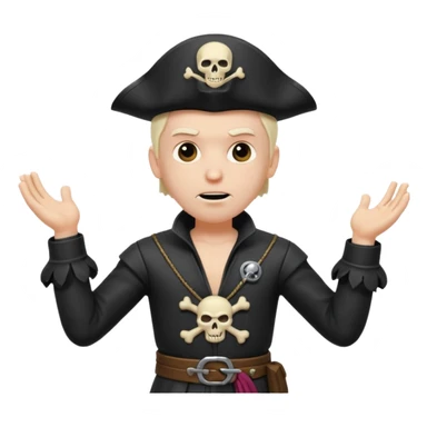 animated emoji for a player called prophet of doom I Dont Know shruging emote needs to be white male space pirate themed and dark aesthetic  sticker