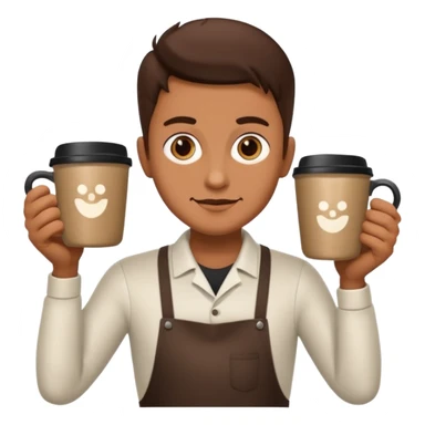 barista with one big cup of coffee sticker