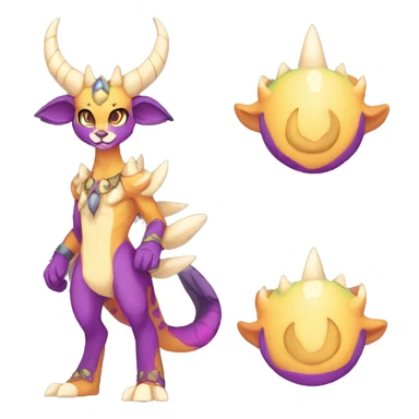 colorful anthro horned Royal vernid fursona Fakemon full body sticker