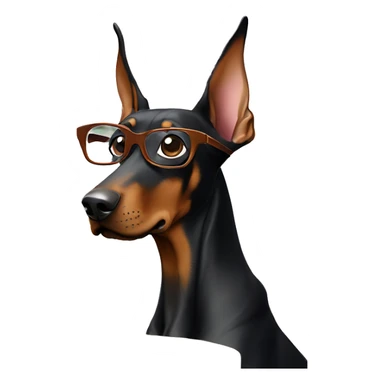 Doberman with glasses enjoys the weekend on a laptop sticker