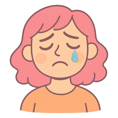 wistful crying face with gentle eyes, single tear, pastel colors sticker