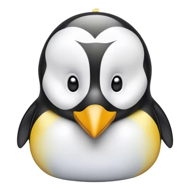Cinematic Cute Emperor Penguin Portrait Emoji, Head tilted playfully and inquisitively, with glossy, pristine plumage accented by a bright beak and round, sparkling eyes filled with curiosity, Simplified yet irresistibly adorable features, highly detailed, glowing with a warm, friendly icy glow, high shine, affectionate and lively, stylized with a touch of whimsical charm, bright and endearing, soft glowing outline, capturing the essence of a mischievous yet loving penguin that feels like it could slide out of the screen into your arms! sticker