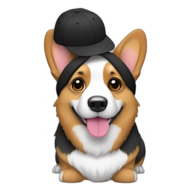 Corgi negro con gorro de psicina sticker