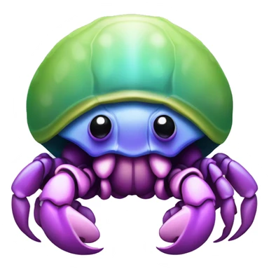 Purple pink blue green smiling hermit crab cartoon less leggu sticker