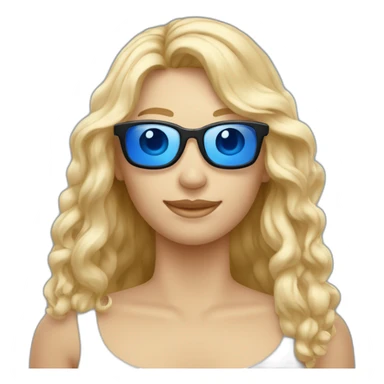 Iemand met blauw hesje blonden haren en zonnebril sticker