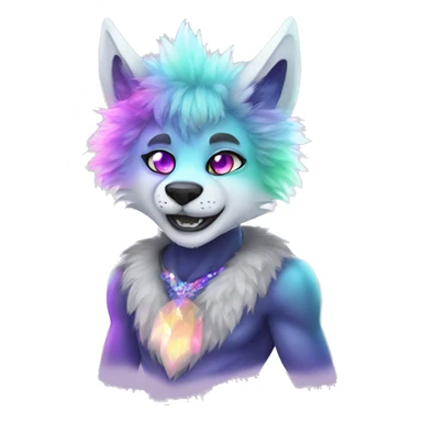 Furry, sparkle, iridescent, colorful, pastel, edgy, cool, beautiful, divine, animal, anthro, full body, fursona, protogen sticker