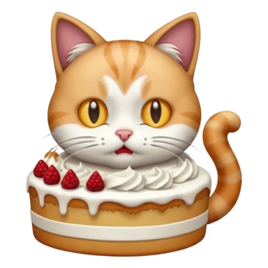 Cat vomiting because of eating cake sticker