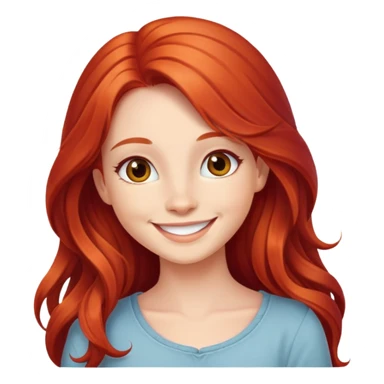 Cute girl with a long hair red smiling  sticker
