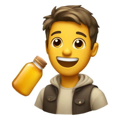 A smiling guy spitting honey sticker
