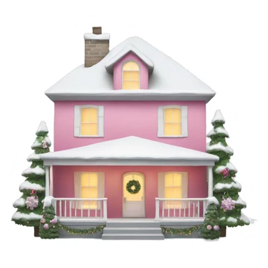 a house decorated with pink and white christmas decorations  sticker