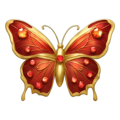 gold and red crystal butterfly jewel sticker