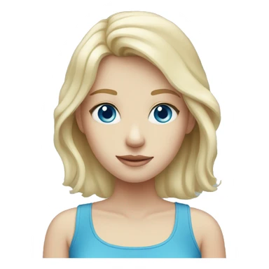 Blonde pale girl with blue eyes and ocean blue top sticker