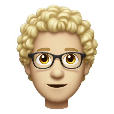 male with eye glass blonde curly hair white skin blue eyes sticker