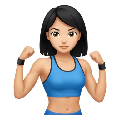 sporty girl black hair sticker