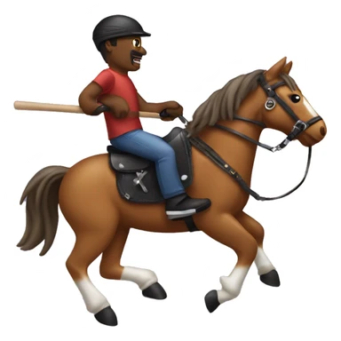 A biker rinding a stick horse sticker