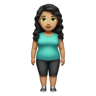 Light skin obese girl with green eyes skinny legs straight black hair sticker