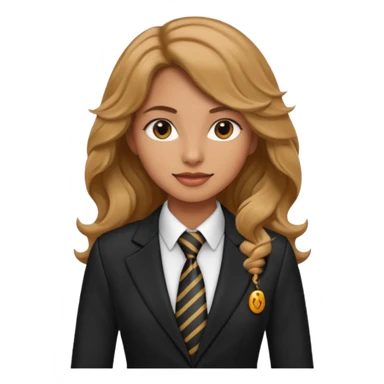 long wavy haired woman with tie and blazer sticker