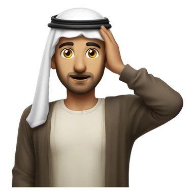 Arab holding his head with his hands photorealistic serious sticker