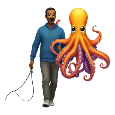 Man walking his pet octopus sticker