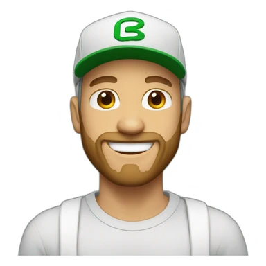 white man with medium beard smiling and wearing snapback hat sticker