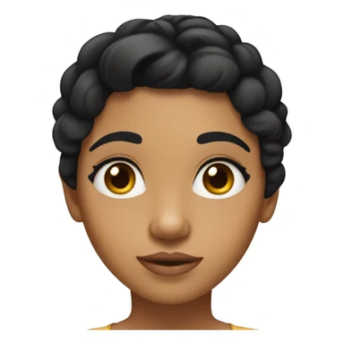 Girl with big eyes, black and straight hair, thick eyebrows and tan skin sticker