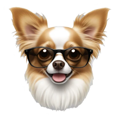 Long haired chihuahua white with reddish brown with black sunglasses sticker